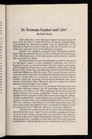 XXXIII-XXXIV, Dr. Hermann Gundert and Calw