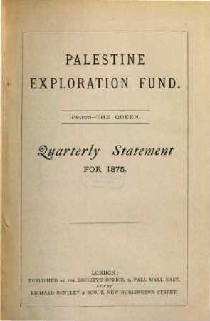 Quarterly statement, 1875 = Year 7