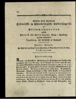 Historiske og Chronologiske Underføgelse af Skilsmissetretten ...