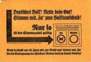 Flugblatt für die Teilnahme am Volksentscheid über die Fürstenenteignung