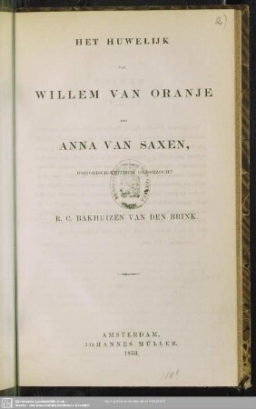 Het huwelijk van Willem van Oranje met Anna van Saxen