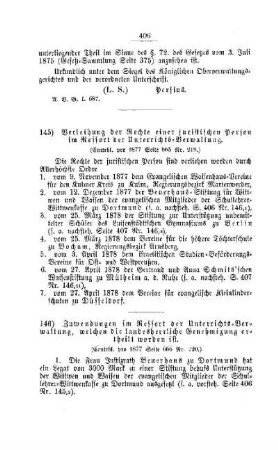 Verleihung der Rechte einer juristischen Person im Ressort der Unterrichts-Verwaltung : [V. Volksschulwesen]