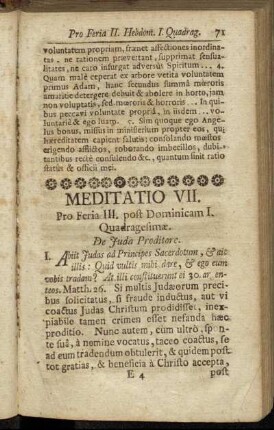 Meditatio VII. Pro Feria III. post Dominicam I. Quadragesimæ. - Meditatio VIII. Pro Feria IV. post Dominicam I. Quadragesimæ.