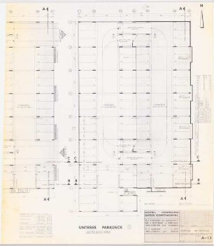 Hotel (»InterContinental«), Hamburg: Teil-Grundriss UG (Garage) 1:100