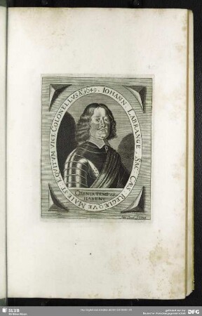 Johann: Labrange, Sac: Caes: Regiaeque Maiest: Equitum Vice Colonellus Ao. 1649.