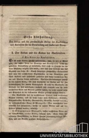 I. Der Anbau und die Kultur der Runkelrüben