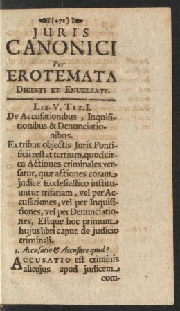 Iuris Canonici Per Erotemata Digesti Et Enucleati. Lib. V