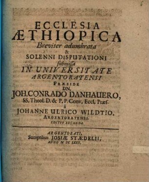 Ecclesia Æthiopica Breviter adumbrata