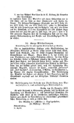 Kurze Mittheilungen : [II. Akademien und Universitäten]
