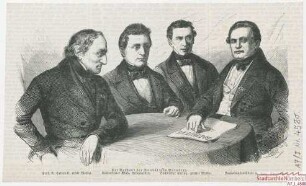 Karl Alexander Heideloff im Kreis der Vorstandsmitglieder der Bauhütte Nürnberg