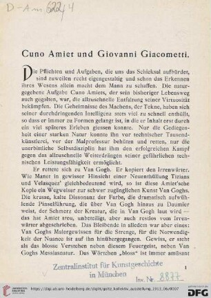 Cuno Amiet und Giovanni Giacometti