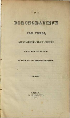 De Borchgrauinne van Vergi : Middelnederlandsch gedicht uit het begin der 14de eeuw