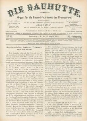 No. 33. Frankfurt a. M., den 15. August 1914. 57. Jahrgang.