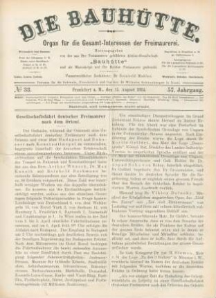 No. 33. Frankfurt a. M., den 15. August 1914. 57. Jahrgang.