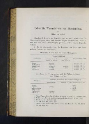 Ueber die Wärmeleitung von Flüssigkeiten.