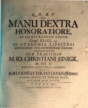 De manu dextra honoratiore : ad illustrandum locum Genes. XLIIX, 14