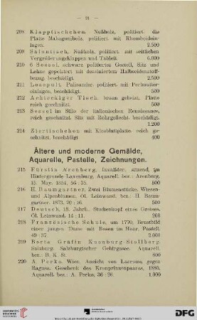 Ältere und moderne Gemälde, Aquarelle, Pastelle, Zeichnungen (Nr. 215-251)