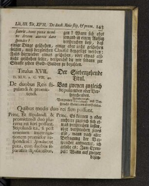 Titulus XVII. De duobus reis stipulandi & promittendi.