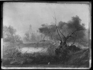 Landschaft mit Teich