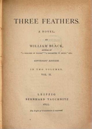 Three feathers : a novel, 2