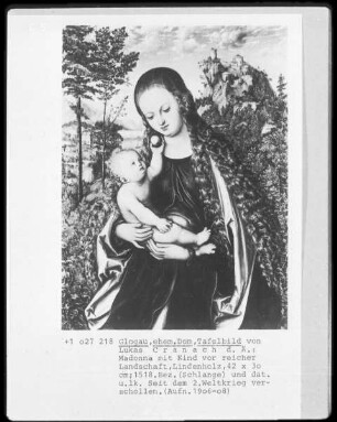 Die Madonna mit dem Kinde vor reicher Landschaft