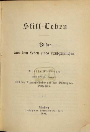 Still-Leben : Bilder aus dem Leben eines Landgeistlichen