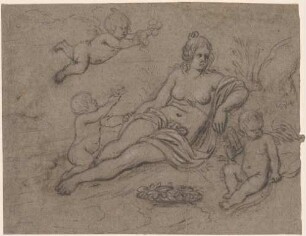 Ruhende Venus und drei Amoretten