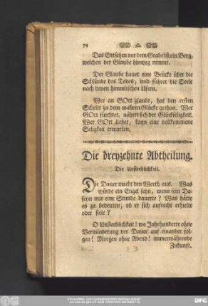 Die dreyzehnte Abtheilung. Die Unsterblichkeit.