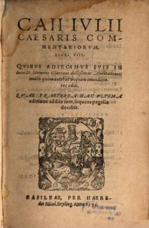 Caii Iulii Caesaris Commentariorum libri VIII