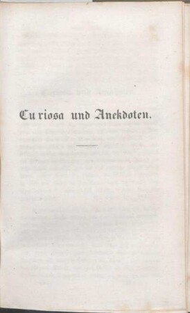 Curiosa und Anekdoten.