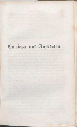 Curiosa und Anekdoten.