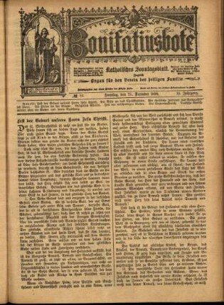 Erste Ausgabe vom Sonntag, den 25. Dezember 1898.