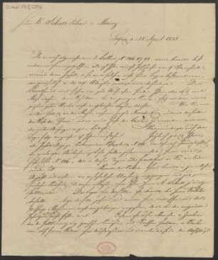 Brief an B. Schott's Söhne : 18.04.1832