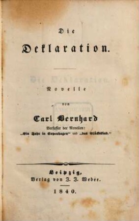 Lebensbilder aus Dänemark : in Novellen und Erzählungen, 4. Die Deklaration