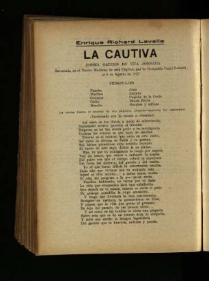 La cautiva : Poema gaucho en una jornada