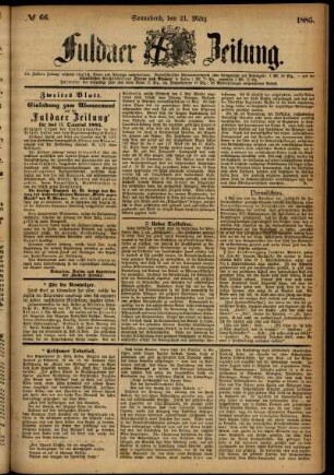 Ausgabe vom Samstag, den 21. März 1885.
