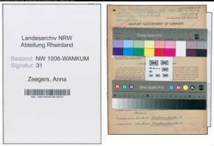 Entnazifizierung Anna Zeegers , geb. 11.05.1906 ()