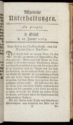 8 Stück. d. 28. Jenner 1769.