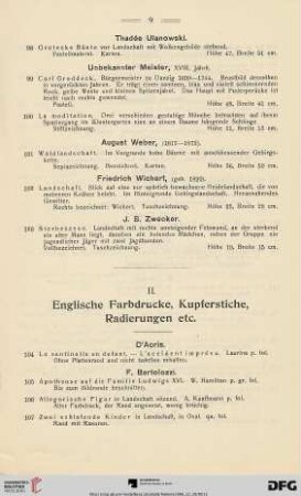 II. Englische Farbdrucke, Kupferstiche, Radierungen etc. (Nr. 104 - 275)