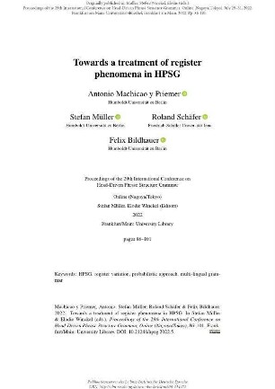 Towards a treatment of register phenomena in HPSG