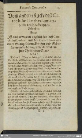 Vom andern stücke deß Catechismis Lutheri, anlangende den Apostolischen Glauben