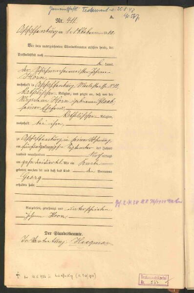 Standesamtsbuch der Stadt Aschaffenburg: Geburten 365/1900 - 184/1901