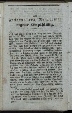 Des Freiherrn von Münchhausen eigene Erzählung