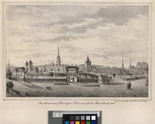 Aussicht vom neuen Brook (jetzt Kehrwieder) über die Brooksbrücke 1587 (Hamburg's Vergangenheit in bildlichen Darstellungen ; I,6)
