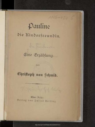 Pauline die Kinderfreundin : eine Erzählung