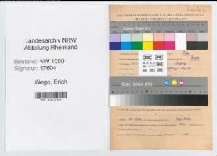 Entnazifizierung Erich Wege, geb. 27.01.1903 (Angestellter)