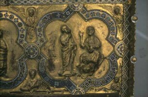 Schrein des heiligen Maurinus — Märtyrerdarstellungen, Kardinaltugenden und Heiligen mit Spruchbändern — Märtyrerdarstellungen — Martyrium eines Heiligen