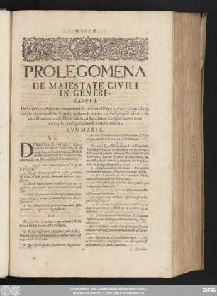 Prolegomena De Maiestate Civili In Genere.