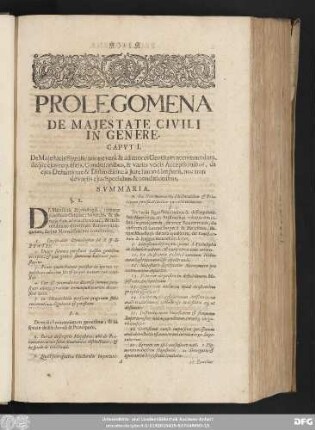 Prolegomena De Maiestate Civili In Genere.