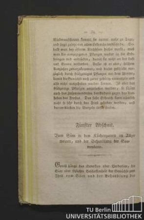 Fünfter Abschnitt. Vom Säen in dem Küchengarten im Allgemeinen, und der Behandlung der Saamenbeete.